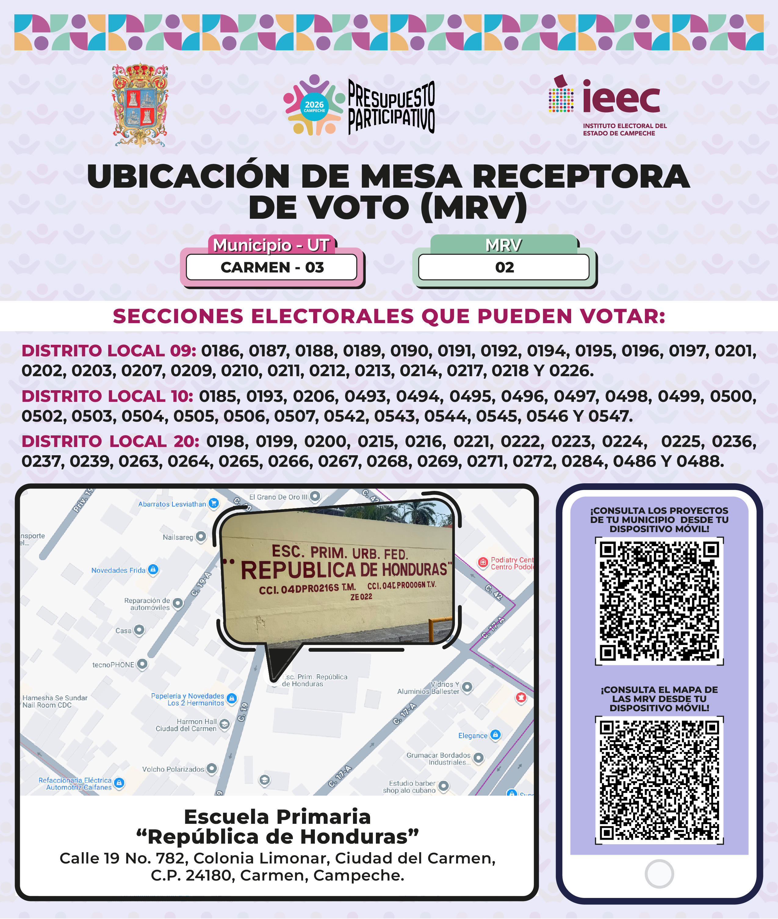 Ubicación de Mesas Carmen 2